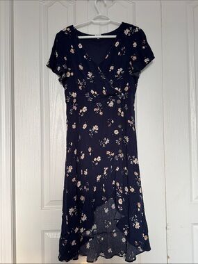 Kismet Navy Floral High-Low Wrap Dress